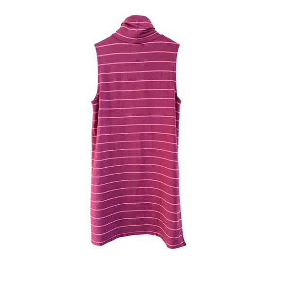 Garnet Hill Mock Neck Split Hem Sleeveless Tunic Top Size S Raspberry Pink - Picture 2 of 6